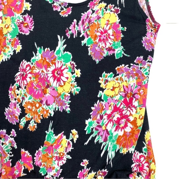 TOPSHOP Floral Print Cut Back Waist Belt Sleeveless Jersey Romper In Black - Picture 8 of 9